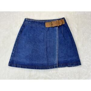 Vintage 90s She Said Denim Wrap Skirt Junior Sz 3 EUC